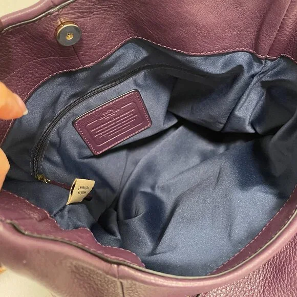 VGUC Coach Madison Phoebe Plum Leather Triple Compartment Shoulder Bag - Picture 5 of 15